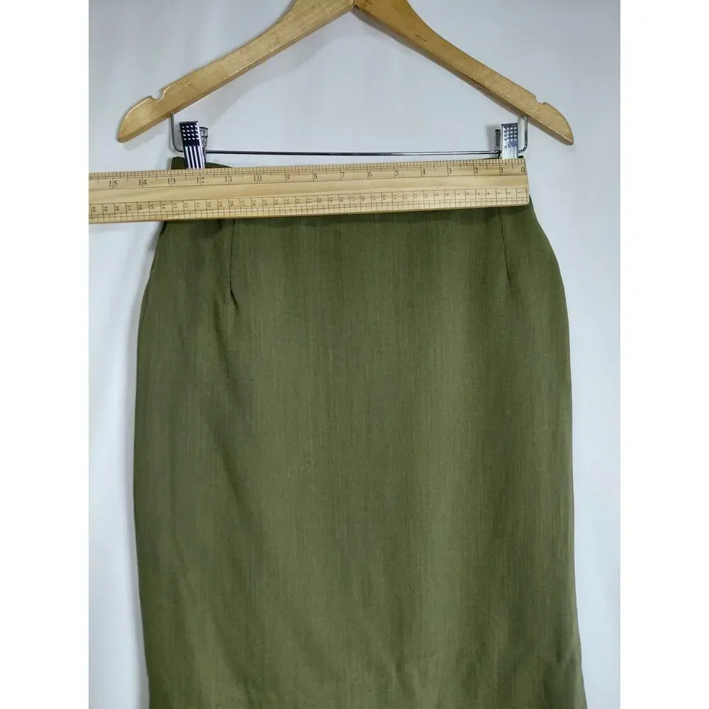 MaxMara Wool Blend Made in Italy Green Pencil Knee Length Skirt Women Size 8